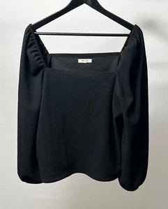 Madewell Women’s Square Neck Puff Sleeve Stretchy Black Long Sleeve Shirt XL - Picture 1 of 6