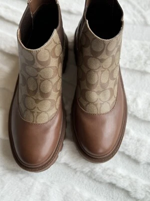 MENS COACH SIZE 10 CHELSEA BROWN LTD SIGNATURE BOOTS - NWOB - Image 1 of 4