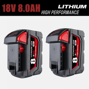 2x 8.0Ah For Milwaukee for M18 Lithium 18V Extended Capacity Battery 48-11-1860 - Picture 1 of 13
