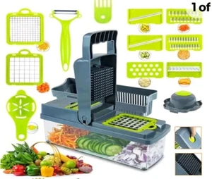14-In-1 Vegetable Fruit Chopper Cutter Food Onion Veggie Dicer Slicer Kitchen - Picture 1 of 14