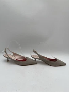 Roger Vivier I LOVE VIVIER Gray Suede Pointed Toe Slingback Kitten Heels Sz 36.5 - Picture 1 of 5