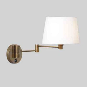 Brass  Articulated Wall Lamp - Beside Linen Shade Handmade Brass Wall lamp. - Picture 1 of 8