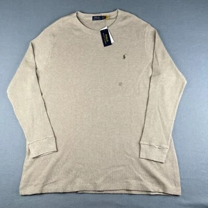 Polo Ralph Lauren Thermal Shirt 3XLT Beige Oatmeal Pony Long Sleeve Mens NEW - Picture 1 of 15