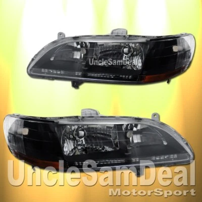 PARA 98-02 HONDA ACUERDO SEDÁN CUPÉ OE ESTILO DE FÁBRICA PAR DE FAROS NEGROS TRANSPARENTES Foto 1 de 2