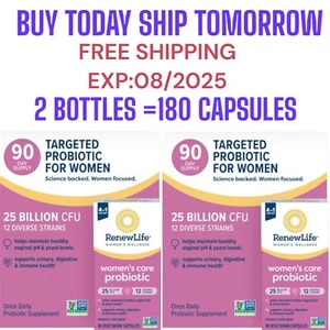 2 Renew Life Women’s Care Probiotic - 25 Billion CFU - 180 capsules EXP:08/2025 - Picture 1 of 6