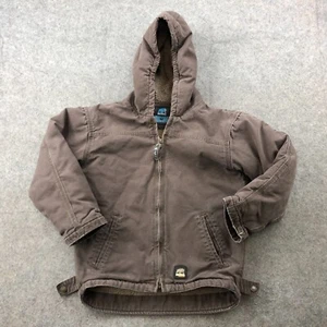 Berne Jacket Boys Medium Brown Canvas Pockets Work Fleece Sherpa Youth Kids - Picture 1 of 9