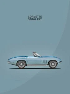 Affiche - 65 Corvette, voiture classique moderne minimale pop art, 4 tailles - Photo 1 sur 21