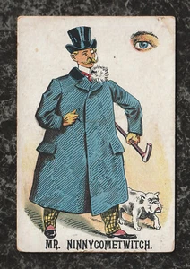Tarjeta de juego única victoriana Parker Brothers Dr Busby Mr Ninnycometwitch 4,5x3 - Imagen 1 de 4