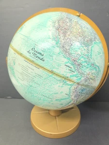De colección Replogle Oceabs du Monde 12" Globo Elevado Sensación Tono Dorado Soporte FRANCIA - Imagen 1 de 12