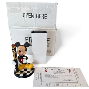 Danbury Mint Mickey Mouse Working 23 kt Gold Appointments Pen & Stand Papers Box - Picture 1 of 18