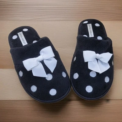 Тапочки женские Laura Ashley размер M 6,5–7,5 черные в горошек бант без шнуровки House Sho - Изображение 1 из 4