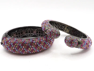 2pc LOT OF VINTAGE "JOAN BOYCE" BRACELETS w/MULTICOLOR RHINESTONES - Image 1 of 4