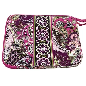 Vera Bradley Very Berry Paisley Pink Quilted Fabric Zip Laptop Computer Sleeve - Photo 1/5