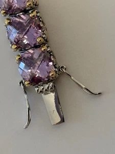 Park Lane LAVENDER Faceted CZ SIGNATURE Tennis Bracelet Silver/Goldtone - Picture 1 of 6