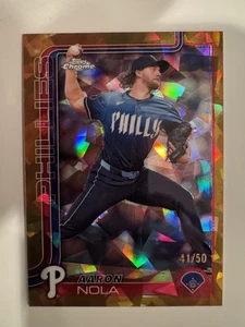 2025 Topps Chrome Sapphire Aaron Nola Gold /50 #286 Philadelphia Phillies - Picture 1 of 2