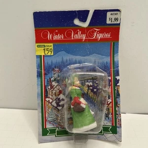 New Old Stock Winter Valley Figures Woman with Green coat 3" - Picture 1 of 3