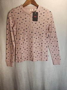 Top Levi's donna Henley 5 bottoni manica lunga floreale taglia XS nuovo con etichette  - Foto 1 di 7