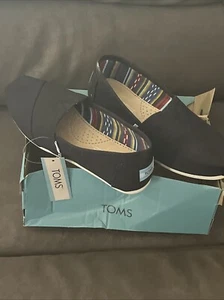 Womens TOMS Alpargata Black Canvas Slip On Flat Shoes Size 6 - Picture 1 of 7