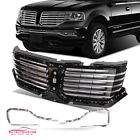 For Lincoln Navigator 2015-2017 Front Upper Grille Grill Black With Chrome Trim