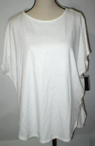 NWT $130 New Natori Zen Top M Womens Warm White Short Sleeves Soft Rayon Medalli - Picture 1 of 5