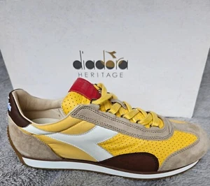 Diadora Heritage Equipe Italia Made in Italy Pelle Nylon Scamosciato Giallo Marrone... - Foto 1 di 9
