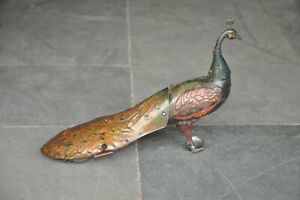 Vintage Wind Up Colorful Litho Peacock Bird Tin Toy , Germany