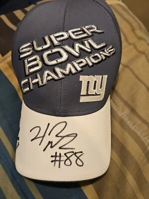 Sombrero firmado por Hakeem Nicks New York Giants Super Bowl XLVI CHAMPS SB 46 autografiado Foto 1 de 2