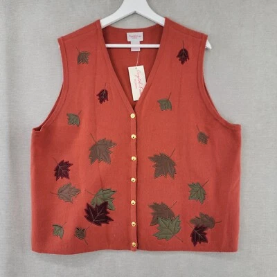 Suéter Cristal Kobe Para Mujer 2X Naranja NUEVO Chaleco Apliques Hoja Cottagecore Otoño Foto 1 de 4