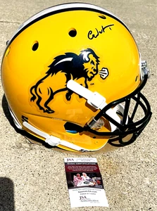 Casco de tamaño completo firmado por Christian Watson Bison certificado de autenticidad JSA ESTADO NORTH DAKOTA - Imagen 1 de 4