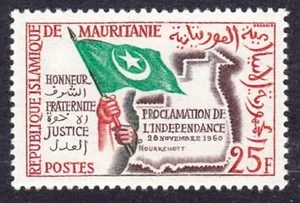 MAURITANIA #118 MNH PROCLAMATION OF INDEPENDENCE, FLAG & MAP - Picture 1 of 1
