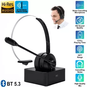 Bluetooth Headset Headphones with Microphone MIC for Call PC Computer Laptop US - Picture 1 of 23
