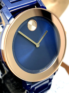 Movado Women's Watch 3600708 Bold Evolution Rose Gold Blue Swiss Quartz Ceramic