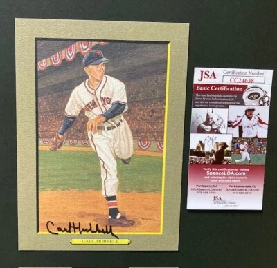 CARL HUBBELL SIGNED PEREZ STEELE  GREAT MOMENTS POSTCARD WITH COA FROM JSA - Image 1 of 3