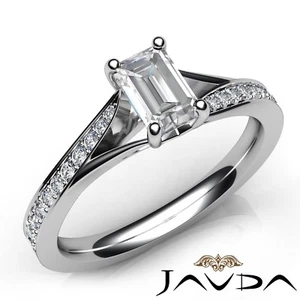 Anillo de compromiso clásico pavé de diamantes esmeralda GIA H-SI1 oro blanco 1,08 ctw - Imagen 1 de 7