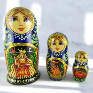 Nesting Dolls 3.9" 3 Piece, Fairy Tale Set Russian Matryoshka Fairytale Set - Picture 1 of 7
