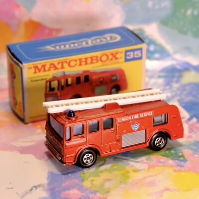Mint Matchbox Lesney Superfast No35 MERRYWEATHER Fire Engine " F " TYPE BOX - Image 1 of 4