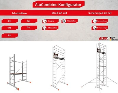ALTEC AluCombine 3-7m  vers. Höhen Gerüst Leiter Roll- Treppen- Heimwerkergerüst - Bild 1 von 4