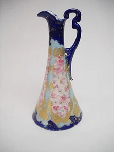 Antique NIPPON EWER-COBALT/CHERRY BLOSSOMS-GOLD MORIAGE-UNMARKED-VG - Picture 1 of 6