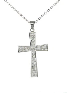 S.Michael Designs Stainless Steel Crystal Cross Pendant Necklace - Picture 1 of 2