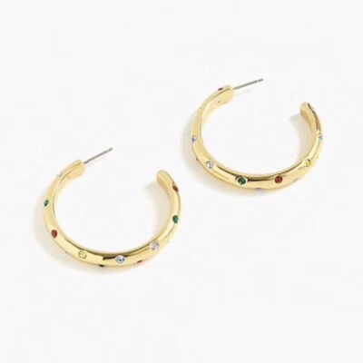 J. Aros con tachuelas de cristal Crew/Alison Lou/oro/multi  Foto 1 de 3