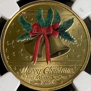 AUSTRALIA. 2012, 1 Dollar - NGC MS70 - Top Pop 🥇 Merry Christmas, Bells - Picture 1 of 6