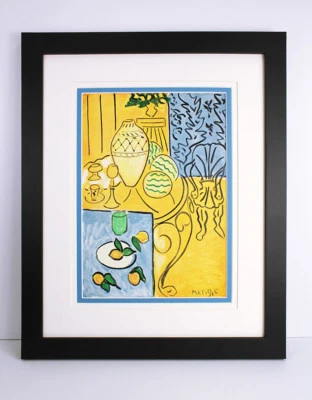 Popular impresión antigua Matisse 1948 "Interior amarillo y azul" firmada enmarcada certificado de autenticidad Foto 1 de 3