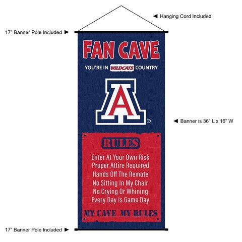 University of Arizona Wildcats Man Cave Fan Room Banner Poster Art Canvas Cover