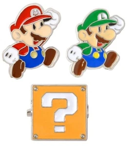 Super Mario 3D Metal Enamel Pin Badge / Brooch Lapel Pin, Luigi, Question Block - Picture 1 of 8