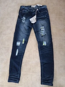 Raw Blue Jeans Womens 9/10 Blue Distressed Skinny  Stretch Casual  Jeans NEW - Picture 1 of 3