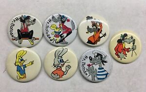 Set of 7 Vintage USSR pins Badges ,Well just wait, Soviet Cartoons Ny Pogodi