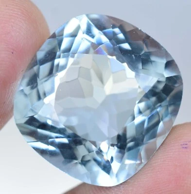 31.80Ct Natural Santa Maria Aquamarine Certified Stunning Cushion Loose Gemstone - Image 1 of 4
