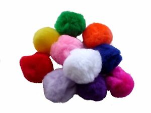 Pom Poms Assorted Colours - 50mm Red Blue Green Pink Orange Purple - Pack of 10