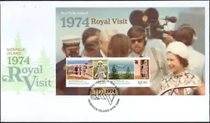 2024 Isla Norfolk 1974 Visita Real Conjunto de 2 Estampillas FDC, Nueva Edición, En muy buena condición - Imagen 1 de 1