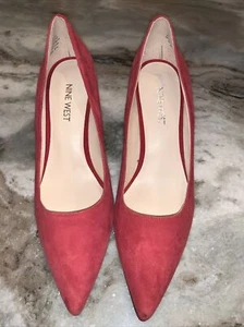 NINE WEST MARGOT Red Suede Pointed Toe Pumps Women's size 6-1/2 M - Picture 1 of 8